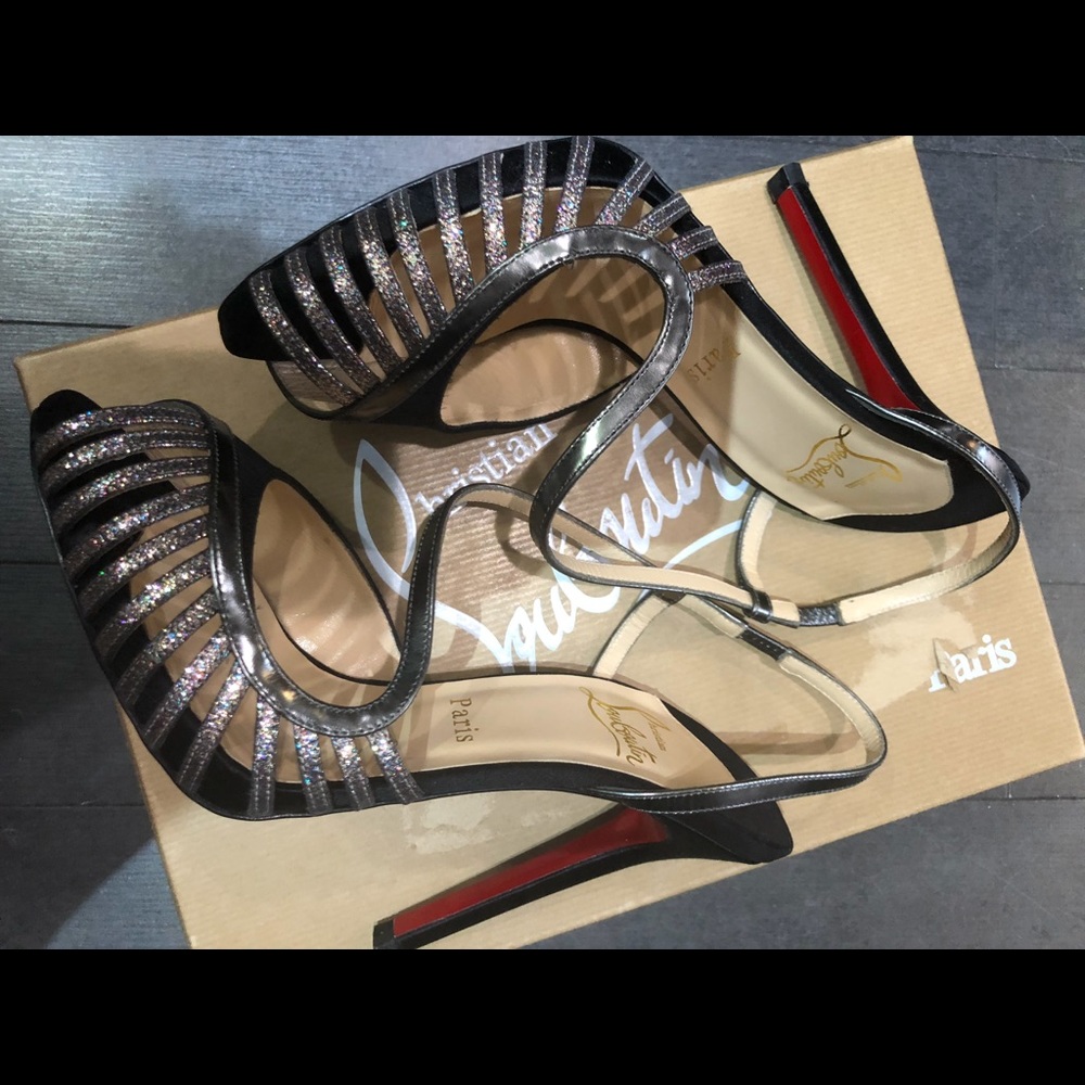 Christian Louboutin satin/glitter sandals